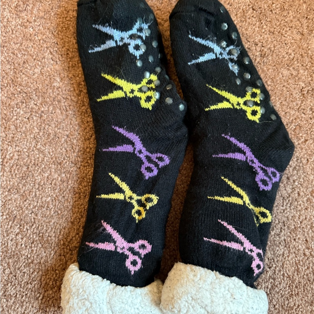 Colorful Scissors hairstylist Black Socks